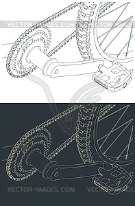 Система трансмиссии велосипеда - клипарт в векторе