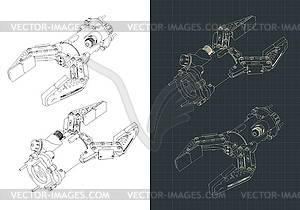 Robotic arm isometric drawings - vector clip art