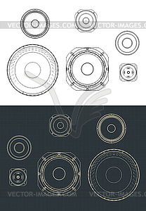 Speakers set drawings - vector clip art