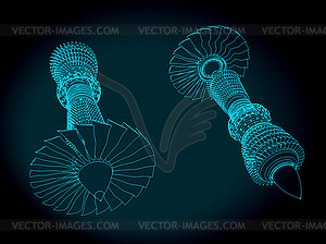 Turbofan compressor drawings - vector clipart