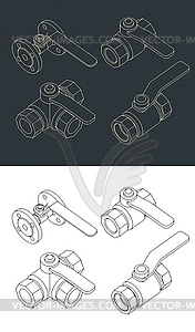 Ball Valves Isometric Drawings Set - vector clipart