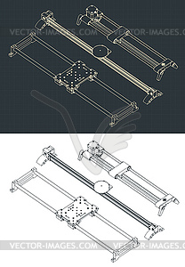 Camera Sliders Isometric Drawings Set - vector image