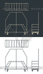 Dual Entry Service Ladder Platform Drawings - vector clipart