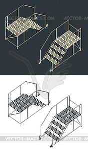 Service Ladder isometric blueprints - vector clipart