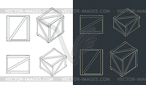 Shipping crates blueprints - vector clipart / vector image