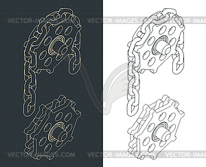 Chain transmission drawings - vector clip art