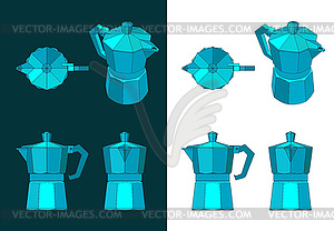 Coffee maker color drawings - vector clip art