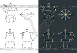 Coffee maker drawings - vector clipart / vector image