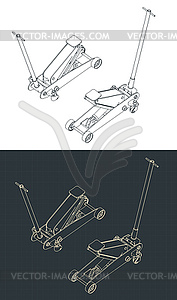 Hydraulic Car Jack Isometric Drawings - vector clipart