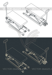 Домкрат для поддонов с гидравлическим механизмом изометрический - векторная графика