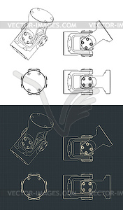 Cardan transmission drawings - vector clipart