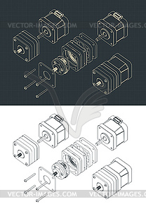 Disassembled Stepper Motor with Planetary Gearbox - vector EPS clipart