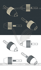 Чертежи трехкулачковых сверлильных патронов - графика в векторе