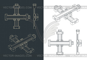 XY Linear actuator drawings - stock vector clipart