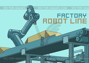 Автоматизированная заводская линия - векторизованное изображение клипарта