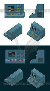 CNC machine control panel color drawings - vector image