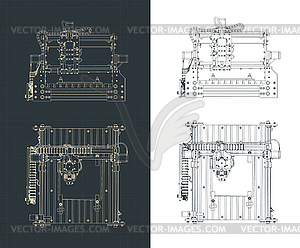 CNC milling machine blueprints - royalty-free vector image