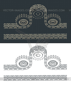 Двойной цепной привод - векторное изображение EPS