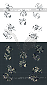 Electric motors isometric drawings - vector image