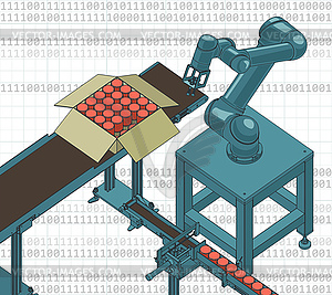 Технологии роботизированной фабрики - изображение в векторном формате
