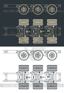 Truck suspension systems drawings - vector clipart