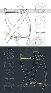 Чертежи ветряных турбин с вертикальной осью - графика в векторе