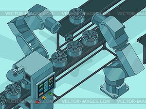 Automated factory line - vector image