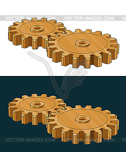 Golden gears - vector clipart