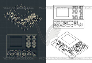 Remote control for automated plant lines blueprints - vector clip art