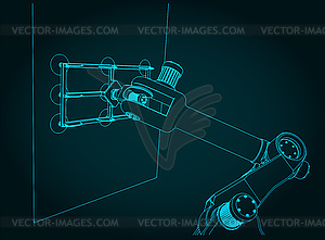 Robotic arm with vacuum gripper - vector image