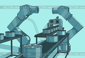 Robotic industrial line - royalty-free vector image