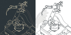 Robotic Welding Machine Drawings - vector clipart