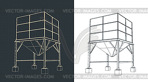 Silo storage drawings - vector image