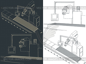 Automated factory line drawings - vector clipart