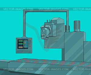 Automated factory line with control panel - vector image