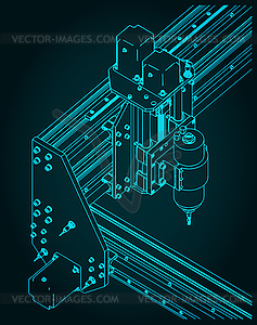 Станок с ЧПУ для 3D-резьбы - изображение в векторе / векторный клипарт