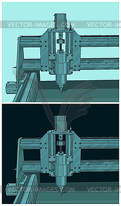 CNC machine for 3D carving - vector image