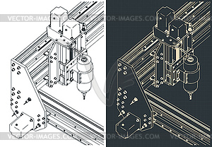 Станок с ЧПУ для 3D-резьбы изометрических чертежей - изображение в векторном формате