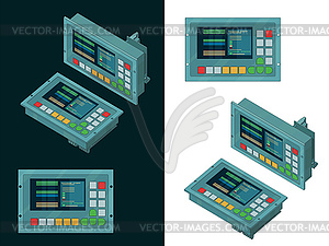 Remote control for automated plant lines color - royalty-free vector clipart