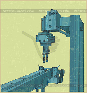 Фабрика роботов ретро постер - векторное изображение EPS