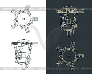 Helicopter main rotor drawings - vector clipart