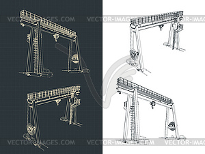 Large crane blueprints - vector clip art