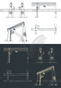 Large harbor crane blueprints - royalty-free vector image