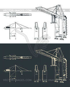 Чертежи большого портового крана - рисунок в векторе