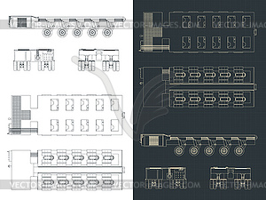 Self Propelled Modular Transporter Blueprints - vector image