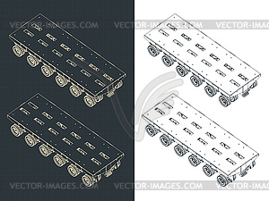 Self Propelled Modular Transporter Isometry Drawings - vector image