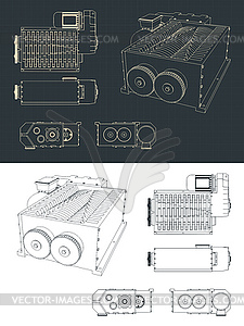 Shredder machine blueprints - vector clipart