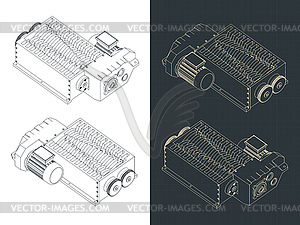 Shredder machine isometric blueprints - stock vector clipart