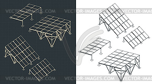 Solar panels blueprints - vector clipart