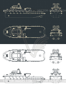 Чертежи якорных буксиров - векторное графическое изображение